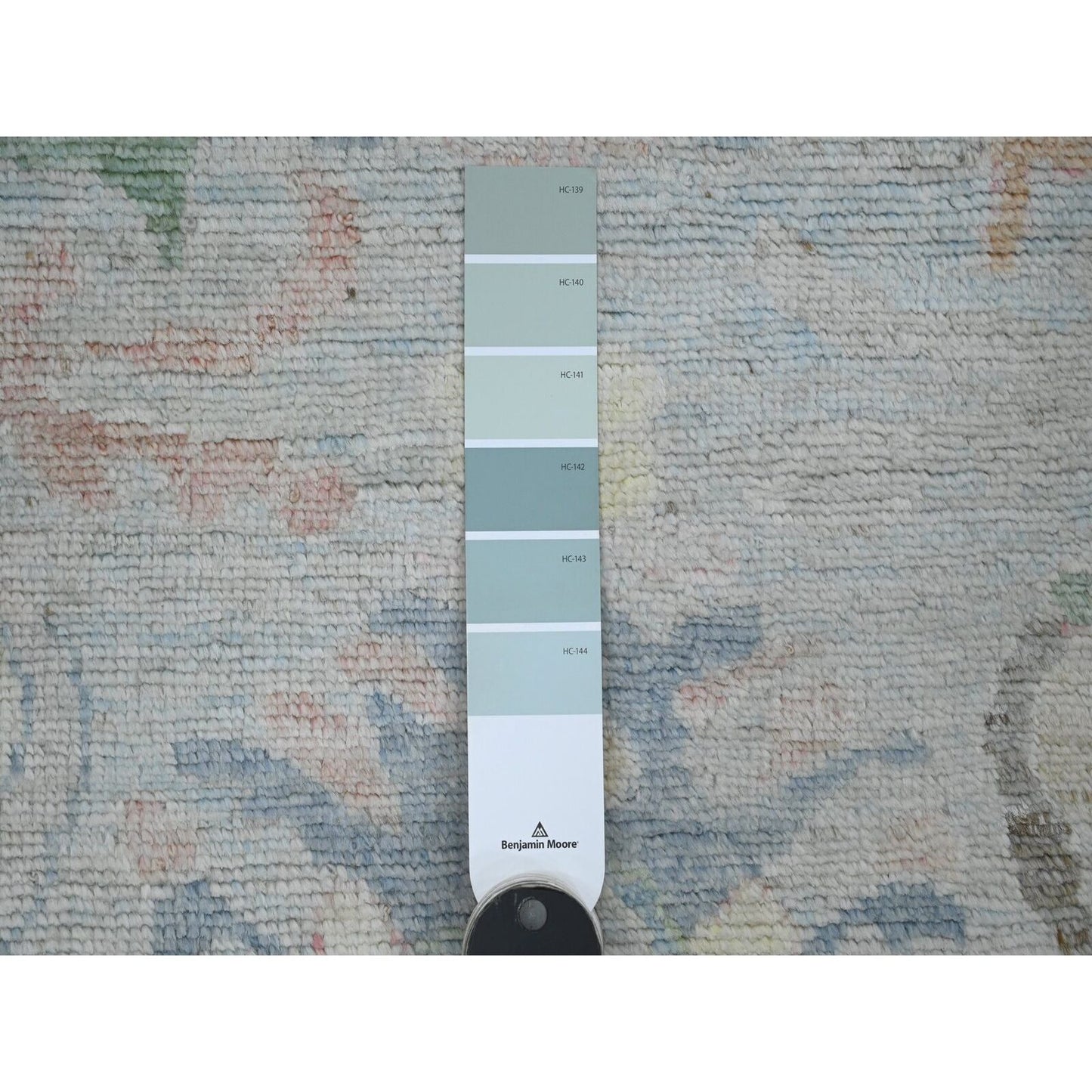 3'1"X10' Gray Hand Knotted Angora Oushak Leaf Design Pure Wool Runner Rug