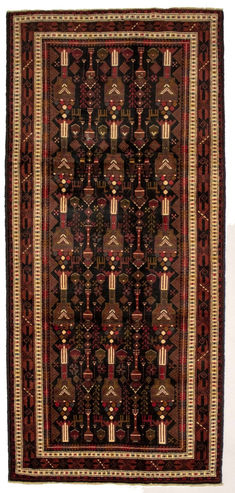 4'4X9'7 Ft Handmade Wool Vintage Tribal Style