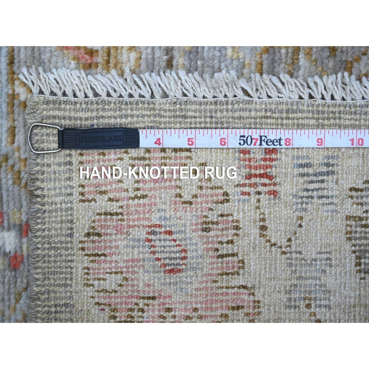 3'X8' Spanish Gray Hand Knotted Angora Oushak Afghan Runner Oriental Rug