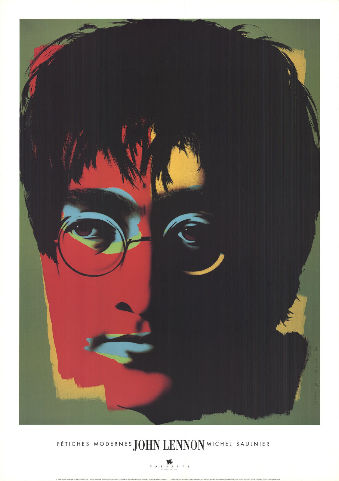Michel D'Saulnier John Lennon " Poster Pop Art Green, Red, Black