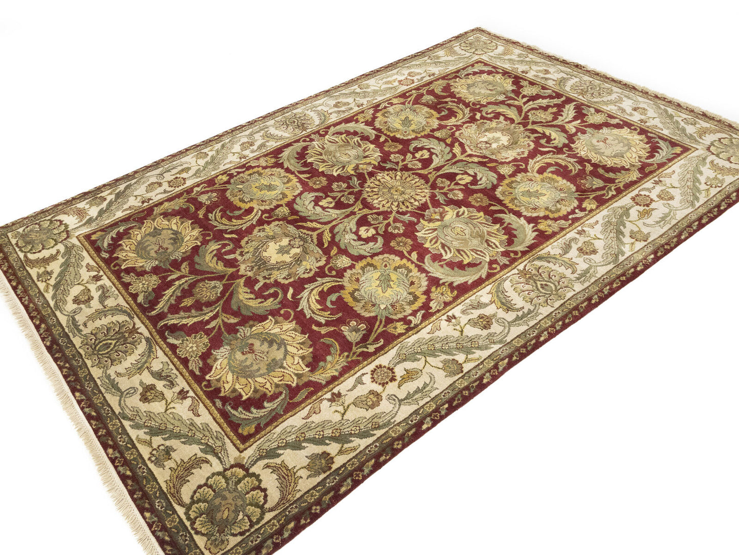 Hand-Knotted Thick Pile Floral Oriental Rug Agra