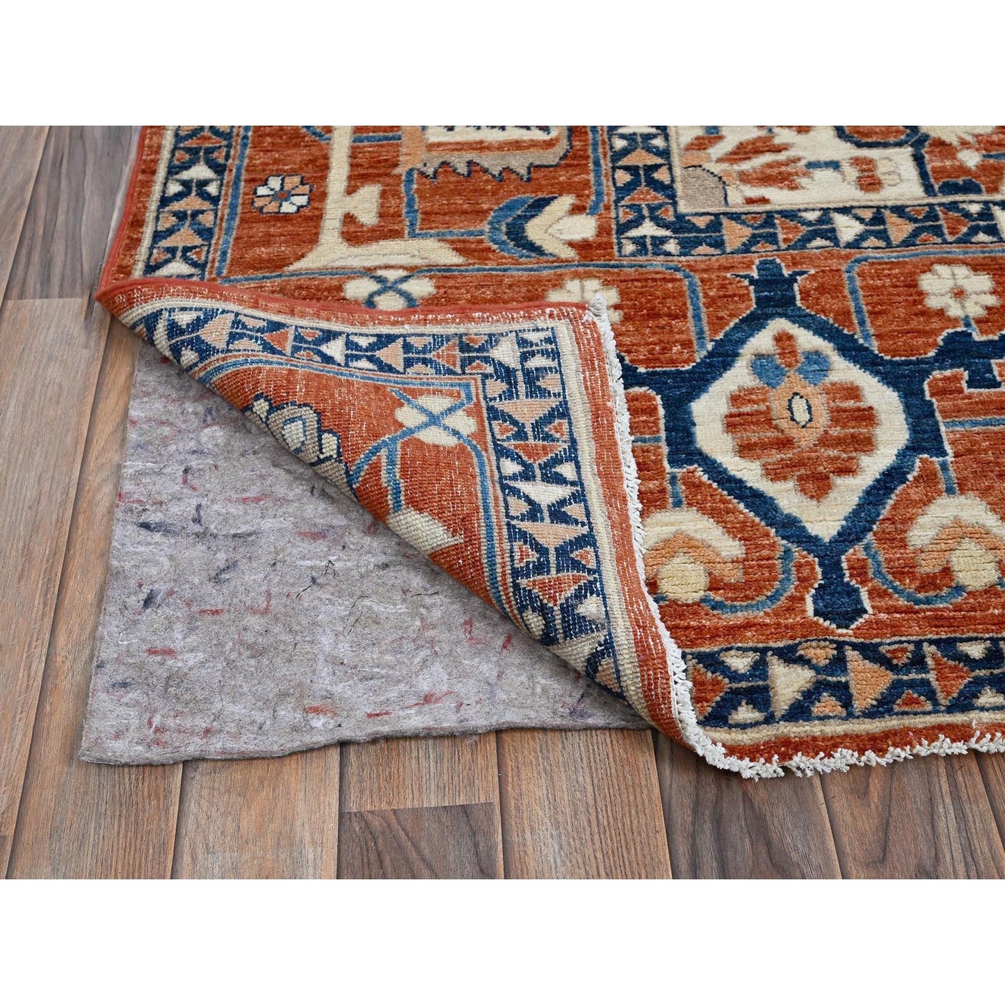 9'9"X13'10" Coral Red Peshawar Heris Hand Knotted High Mountain Wool Rug