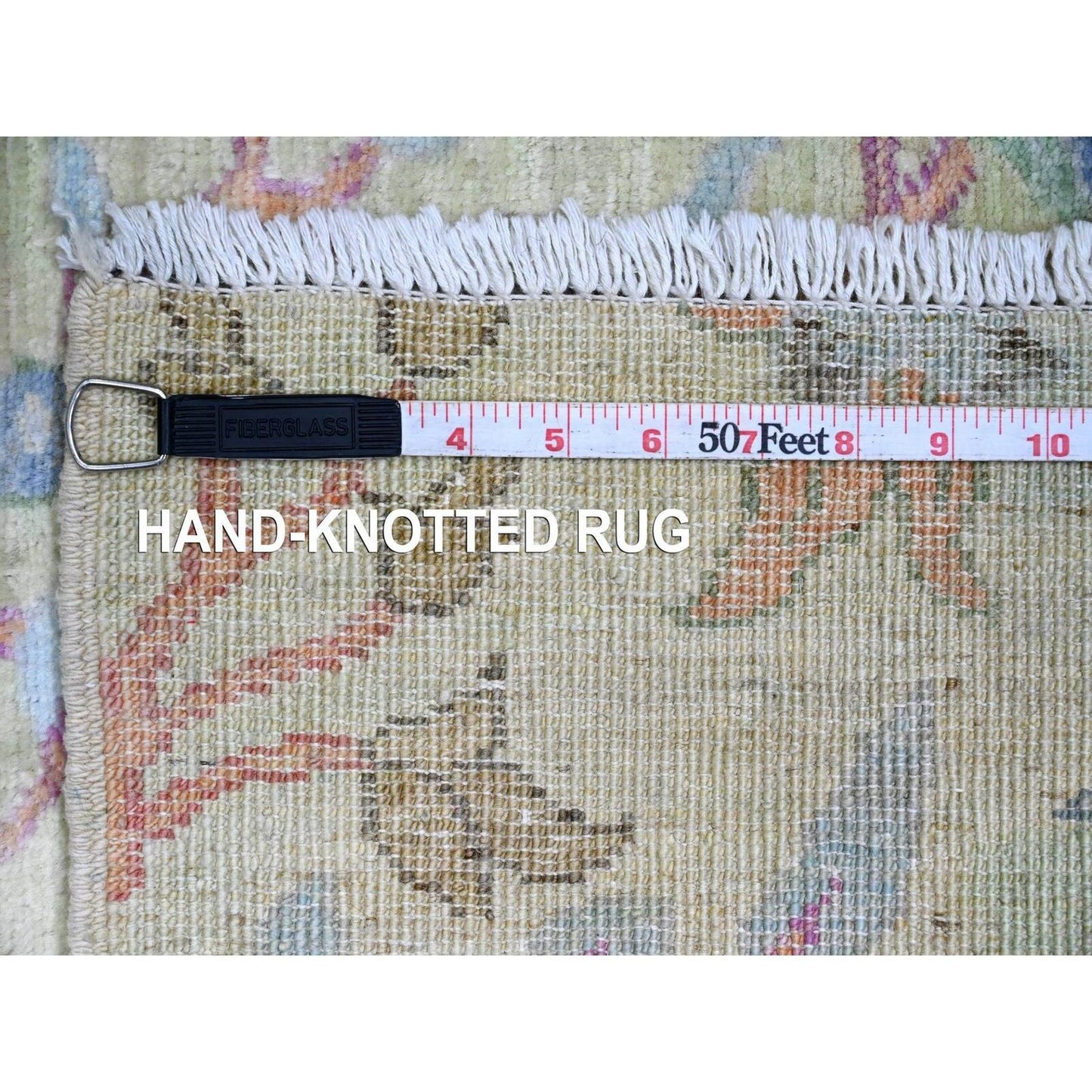 2'9"X11'8" Green Hand Knotted Peshawar Birds Design Soft Wool Runner Rug