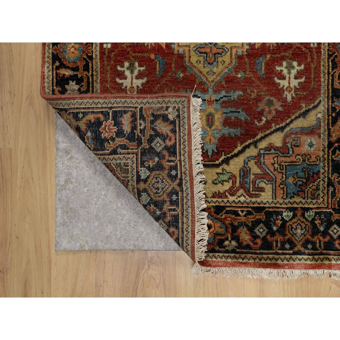 2'7"X7'10" Red New Zealand Wool Heris Revival Hand Knotted Runner Rug