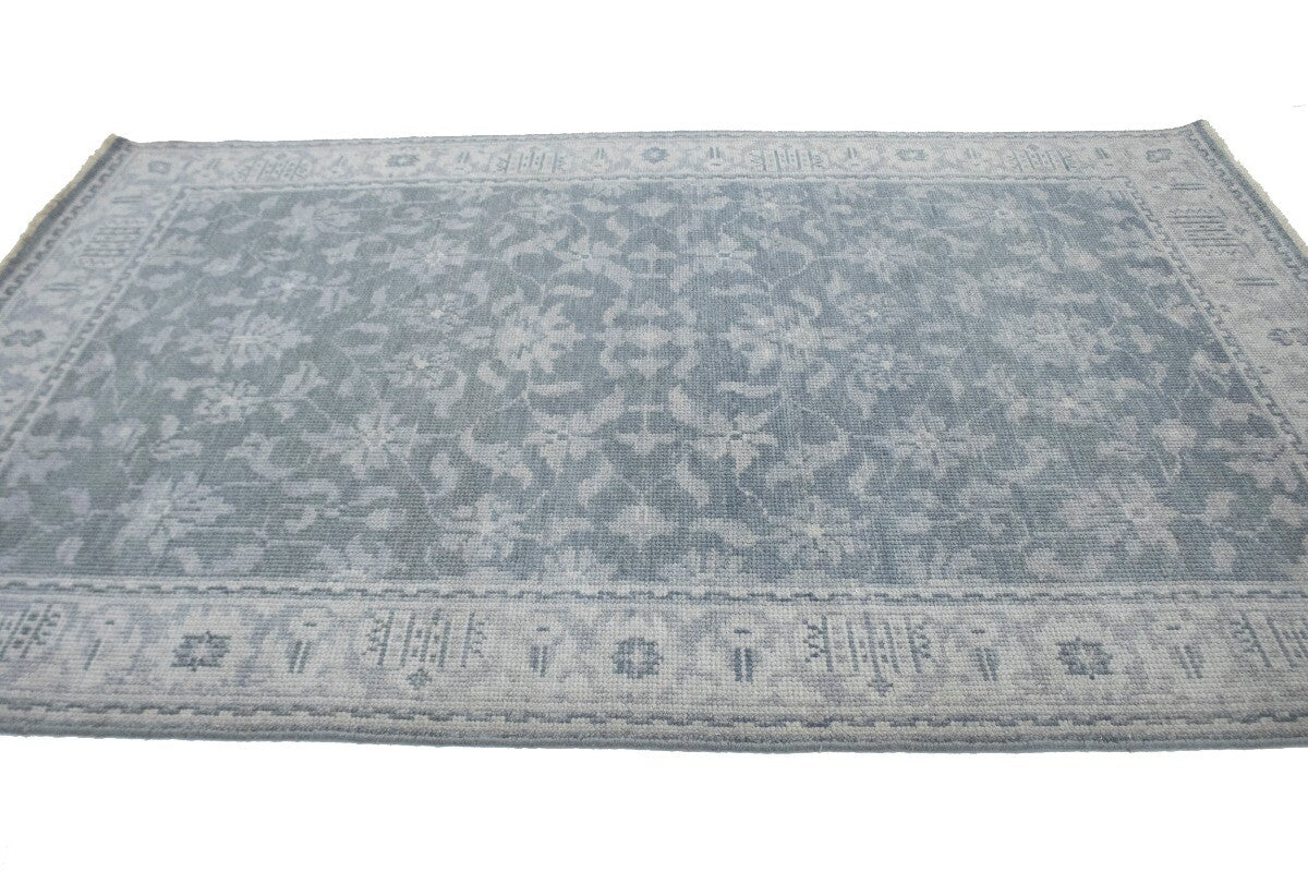 5X8 Ft Hand-Knotted Wool Area Rug Muted