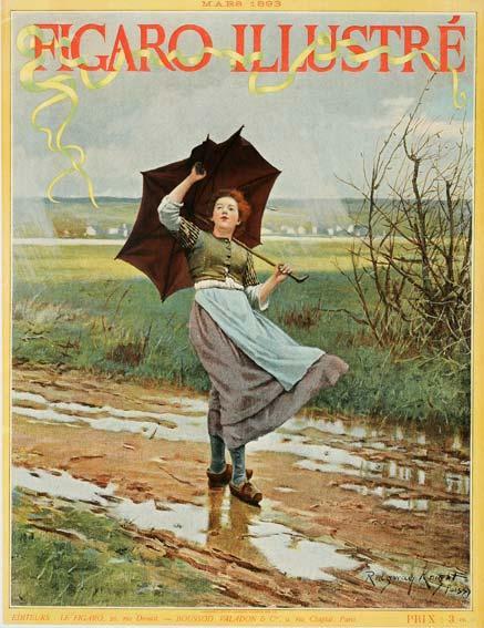 1898 Original Vintage Poster Umbrella By Knight Poissy For Figaro Illustre