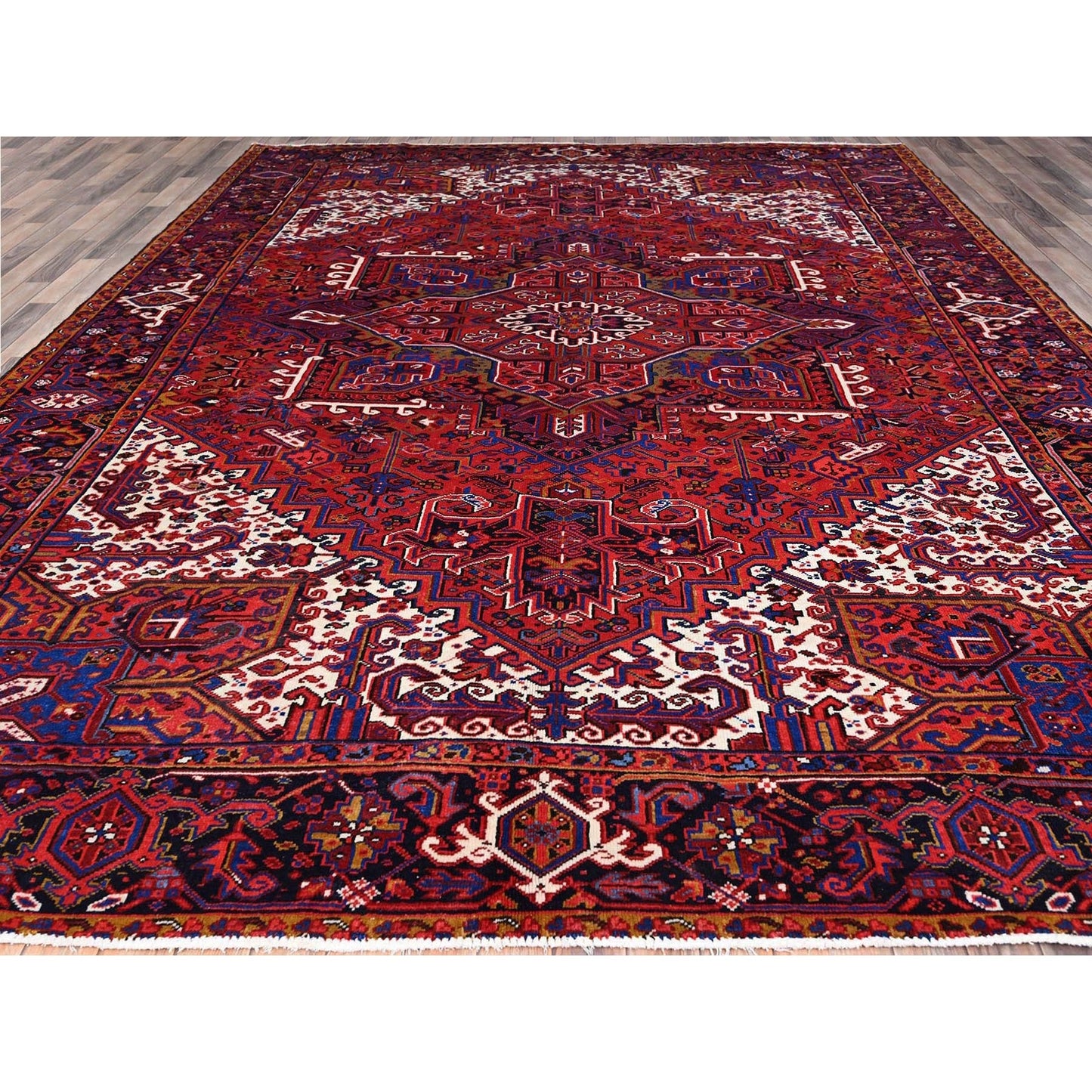 10'X12'9" Goji Berry Red 100% Wool Tribal Weaving Vintage Oriental Rug