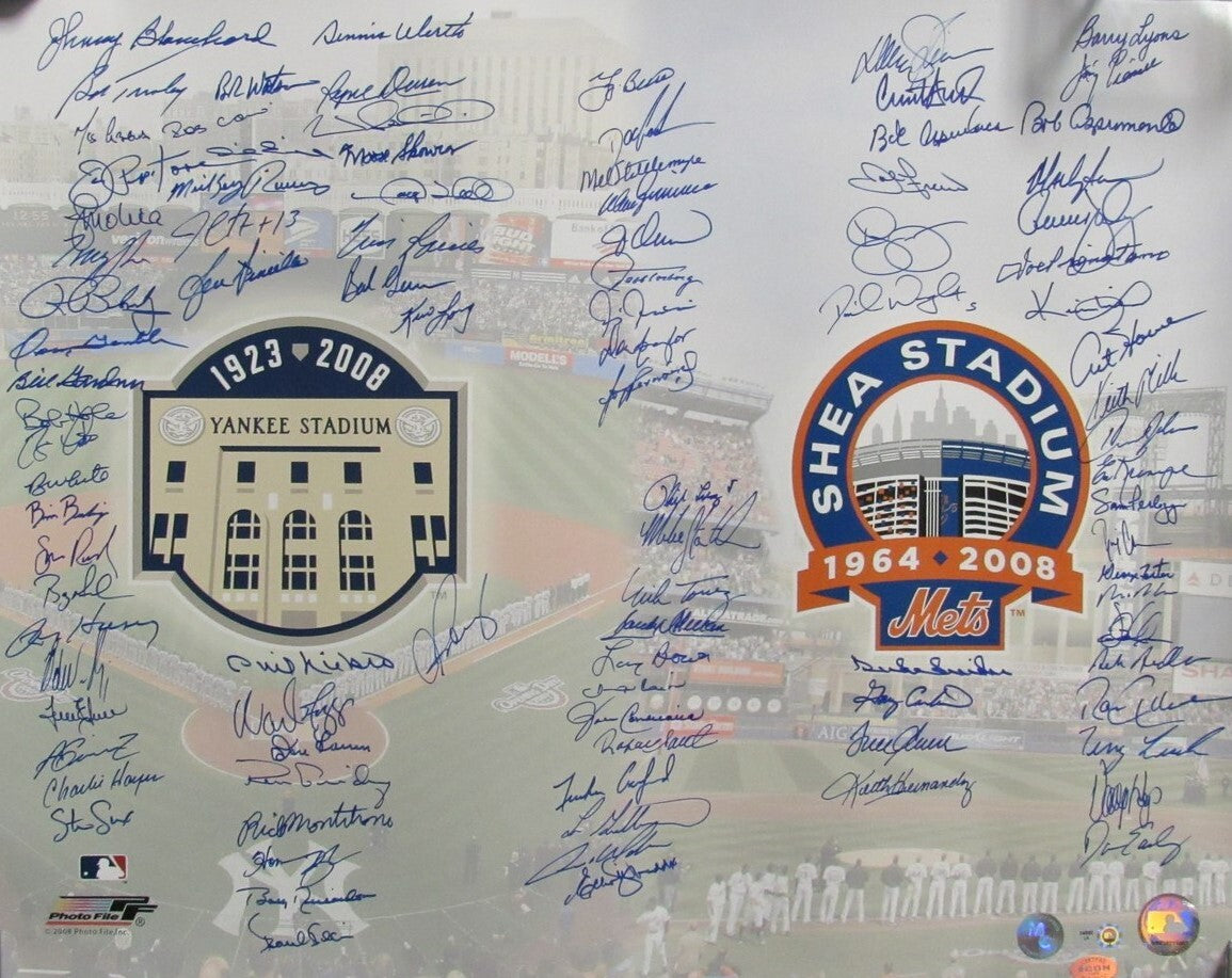 New York Yankees And Mets Collage Team Signed By