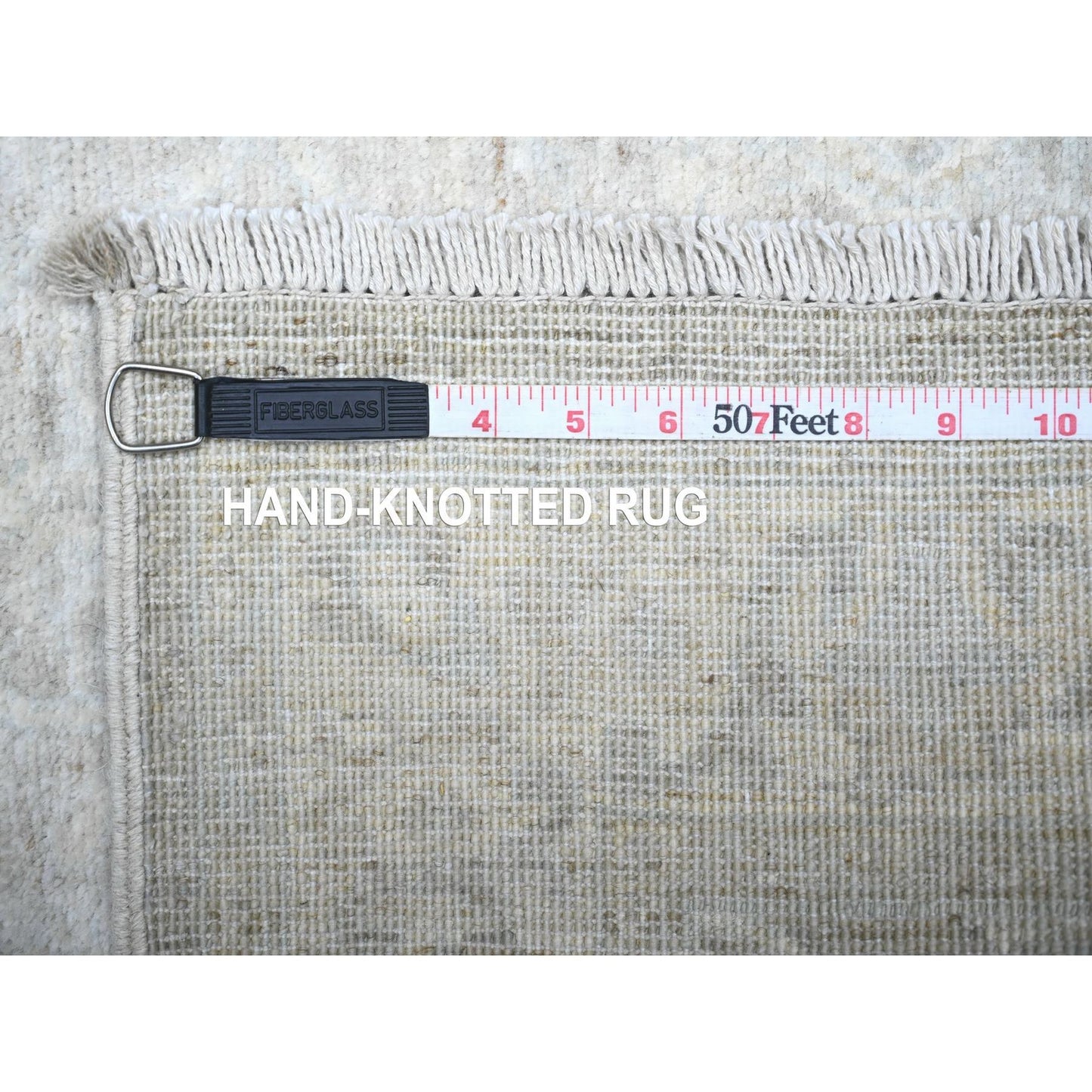 2'6"X10'3" Gray Soft Wool White Wash Peshawar Hand Knotted Runner Rug