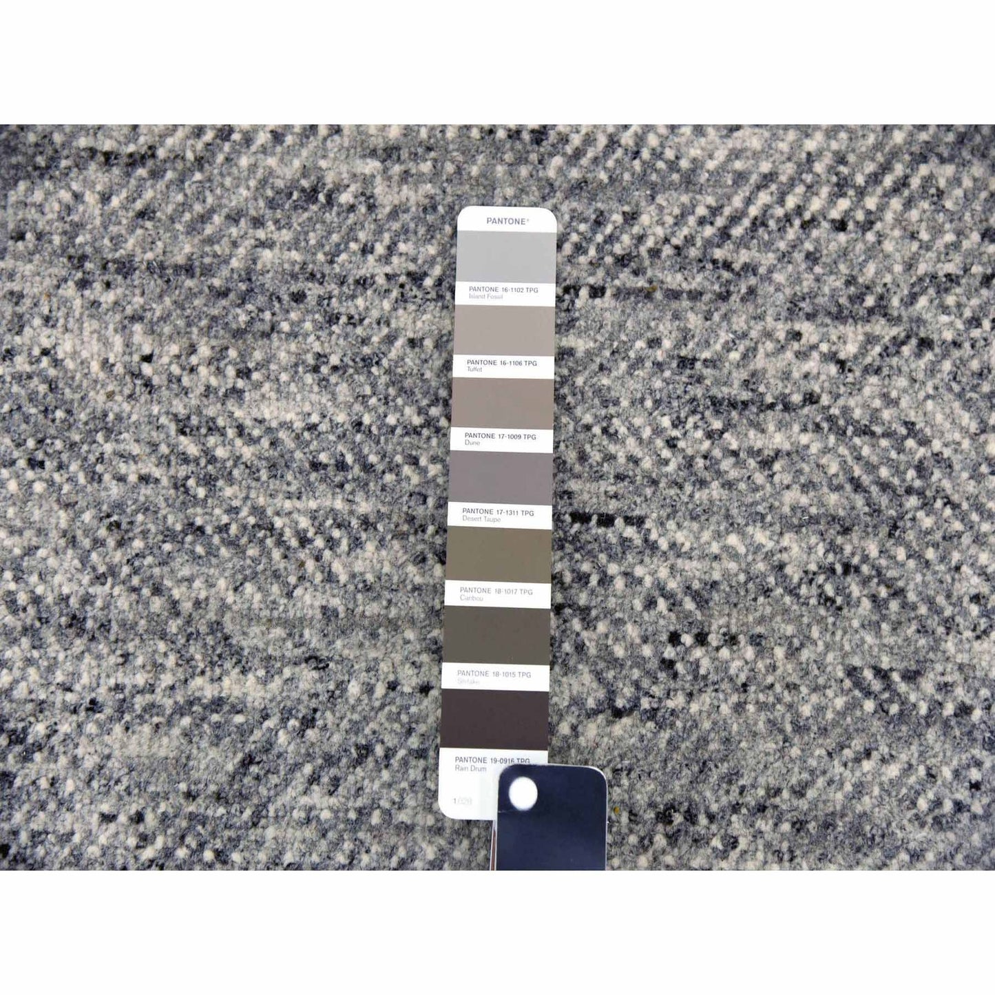 9'X12'1" Gray Geometric Opened Up Plaid Design Wool Hand Knotted Rug