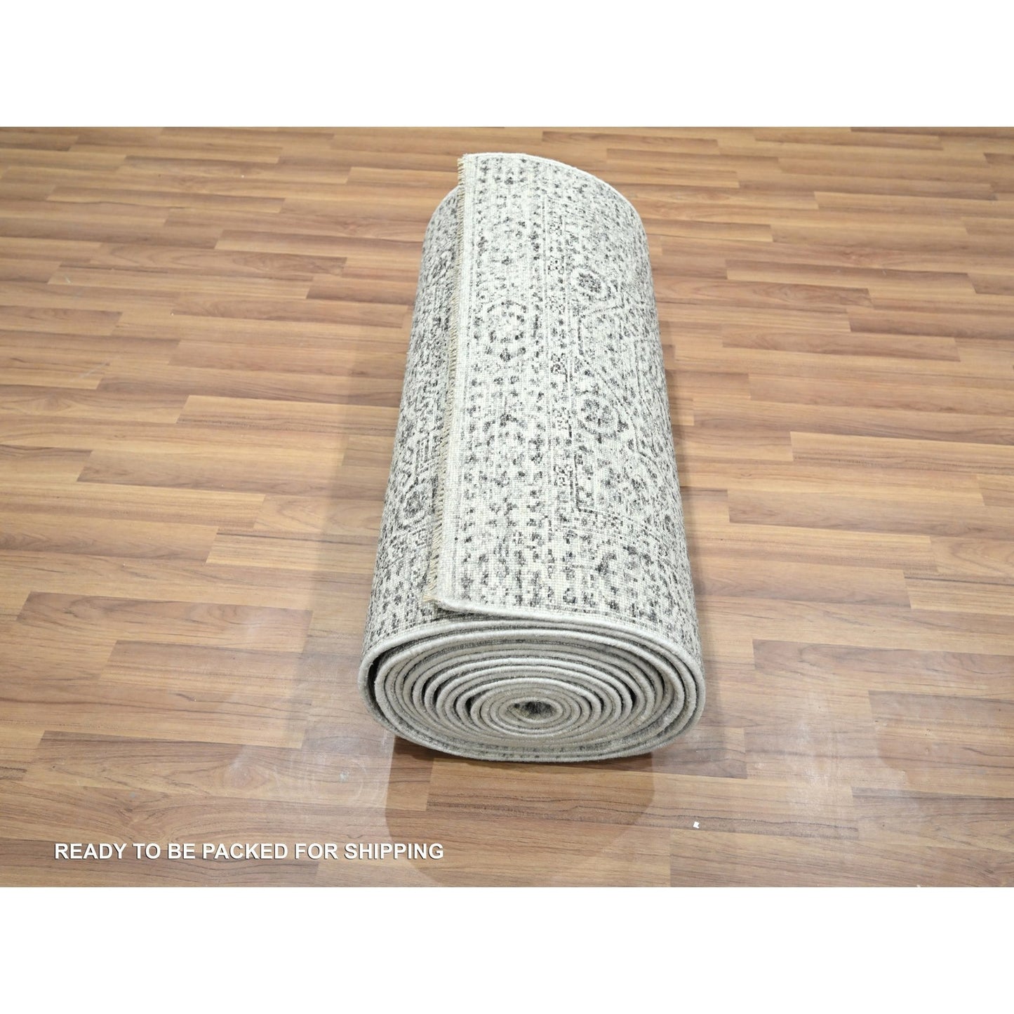 2'6"X30' Ivory Pre Historic Mamluk Design Hand Knotted Wool Runner Rug