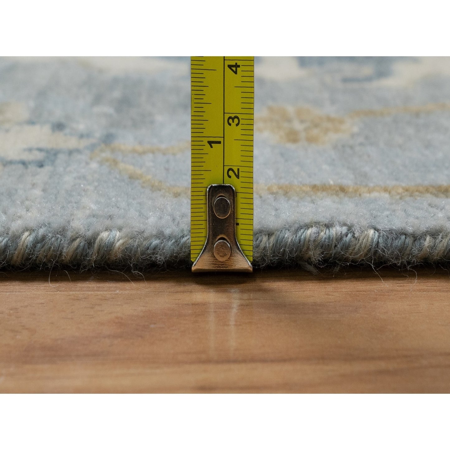 9'2"X12' Ivory Broken Pattern With Oushak Design Hand Knotted Wool Rug