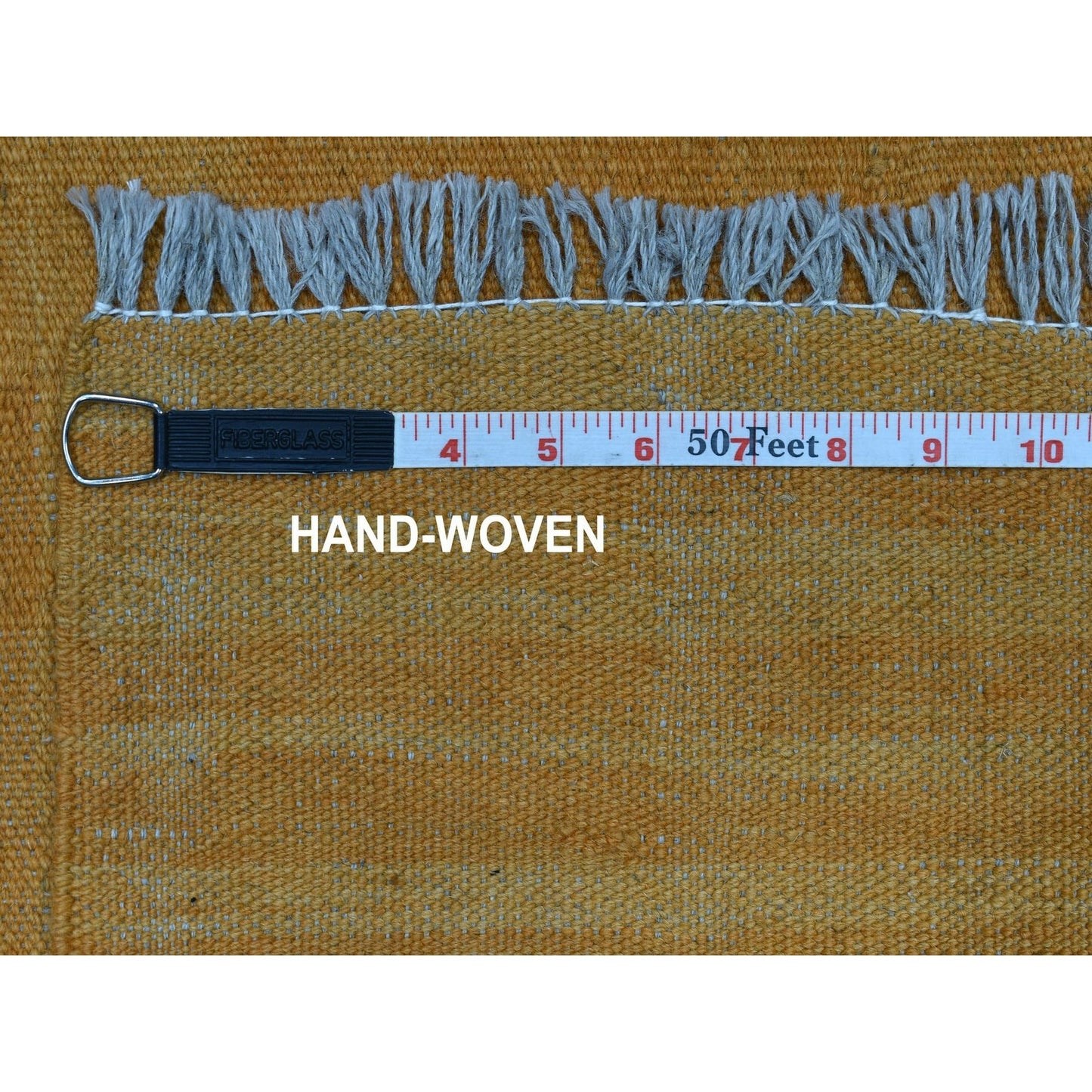5'X6'6" Gold Shades Reversible Kilim Pure Wool Hand Woven Oriental Rug
