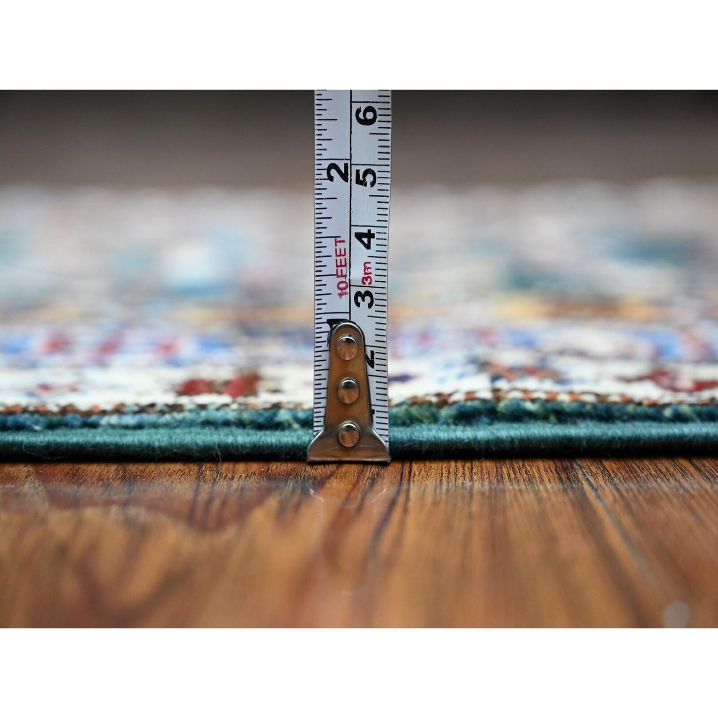 2'X5'8" Green Hand Knotted Wool Oushak Willow And Cypress Tree Runner Rug
