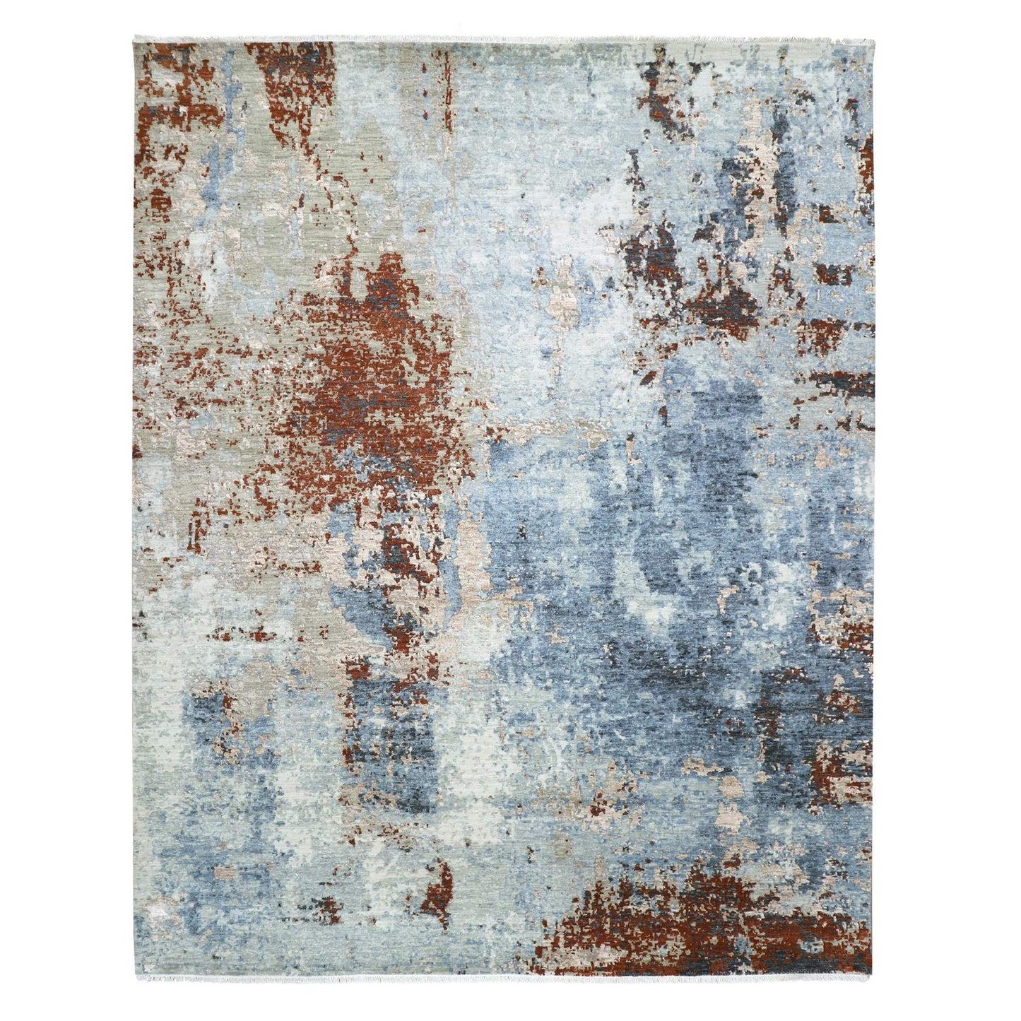 9'X12'4" Thundercloud Gray Wool Abstract Design Hand Knotted Oriental Rug