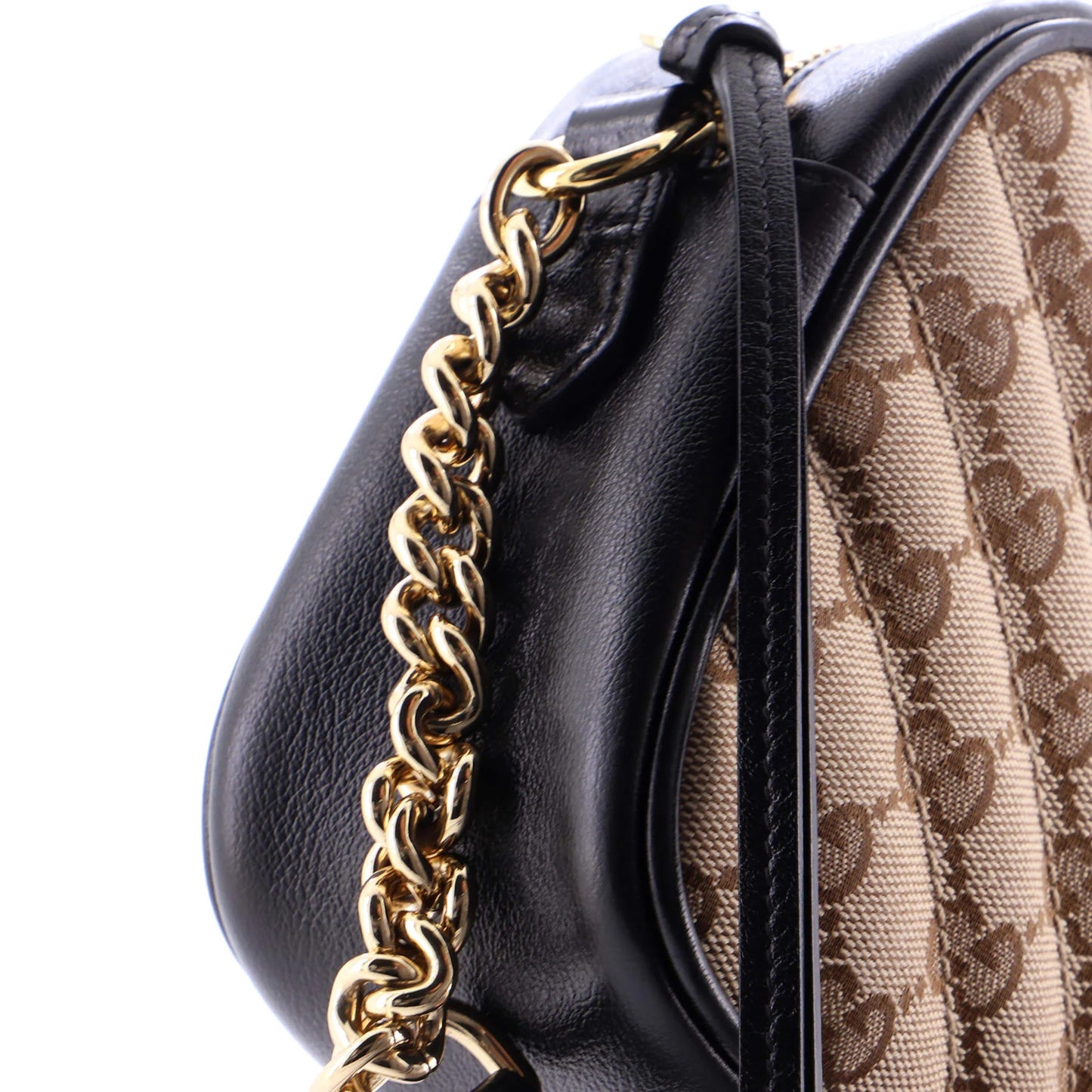 Gucci Gg Marmont Shoulder Bag Diagonal Quilted Gg Canvas With Leather Small