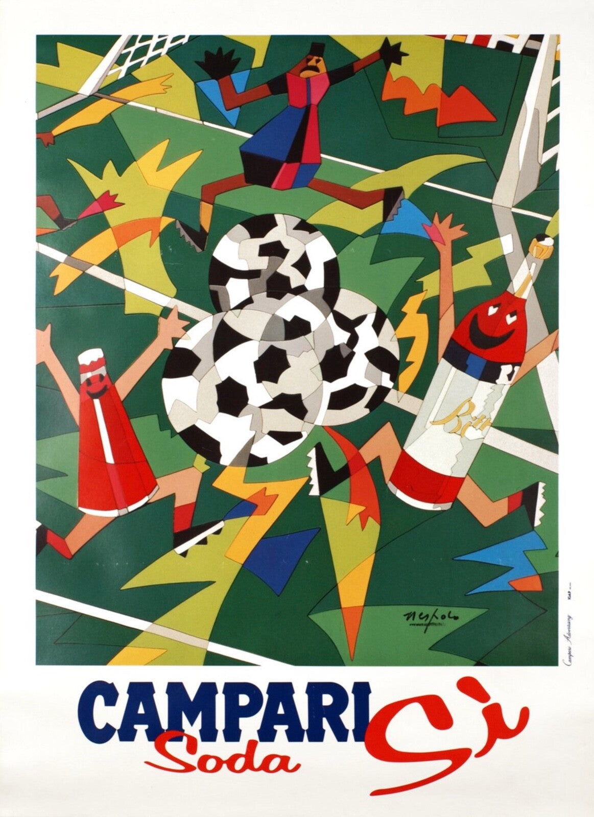 Campari Soda Yes Poster By Ugo Nespolo At The 1990 Soccer World Cup