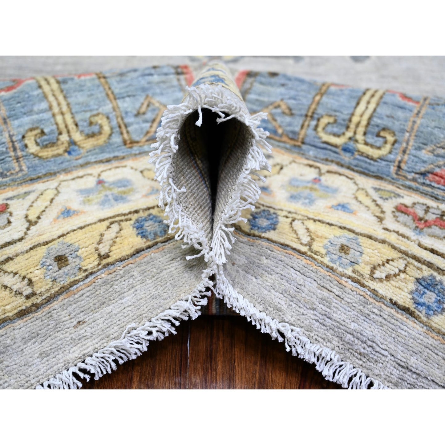 10'1"X13' Abalone Gray Natural Wool Hand Knotted Finer Peshawar Rug