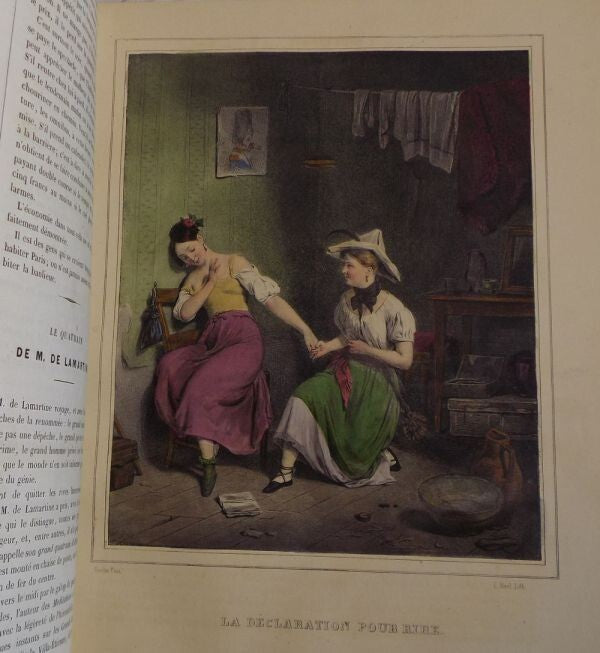 1844 Paris Comique 1St Edition Aubert Hand-Colored Lithographs Vellum Binding