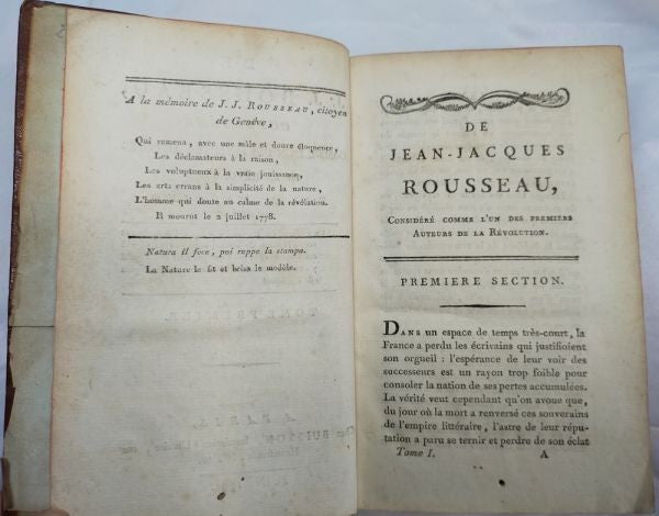 Louis-Sebastien Mercier De J.J. Rousseau 1791 First Edition Leather Book Revolut