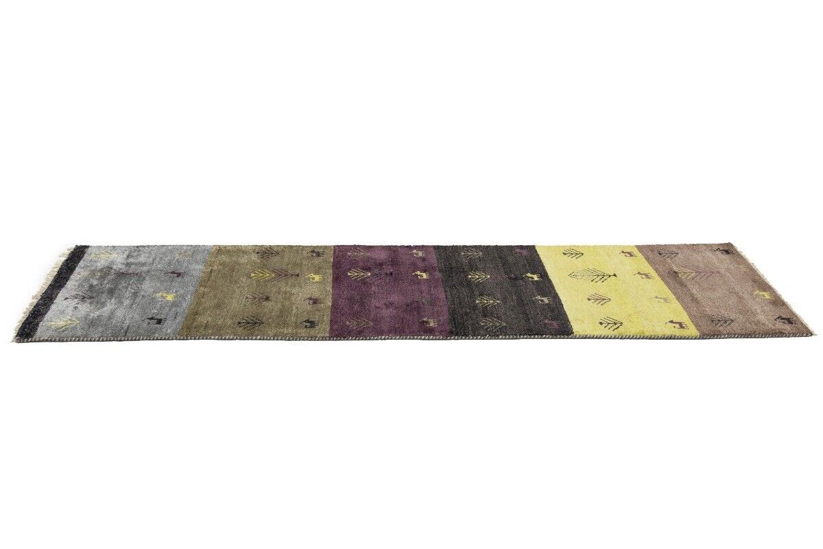 Handwoven Indo-Gabbeh Oriental Runner Rug