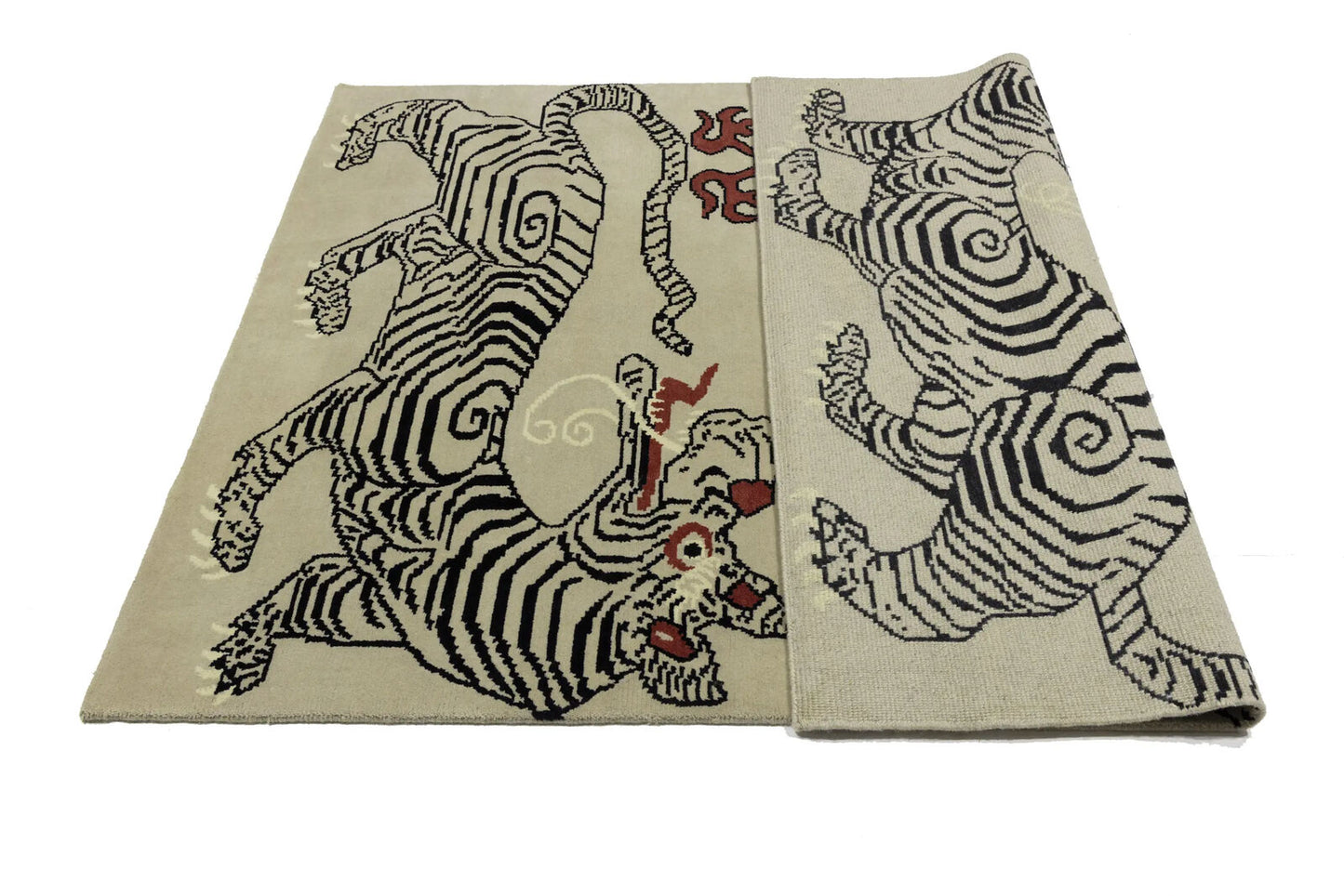 Nepali Tiger Oriental Rug Wool Tribal Modern