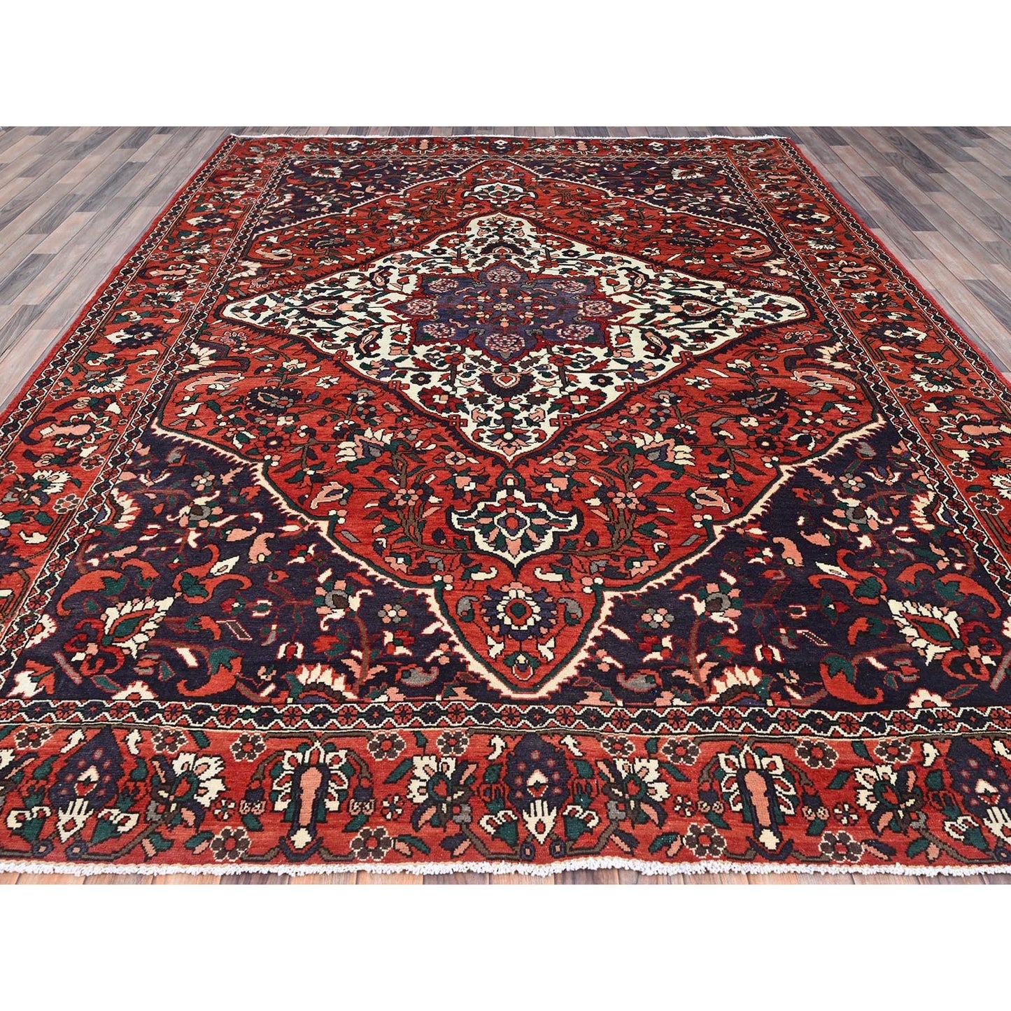 8'7"X11'2" Turkey Red Extra Soft Wool Vintage Baktiarjoon Oriental Rug
