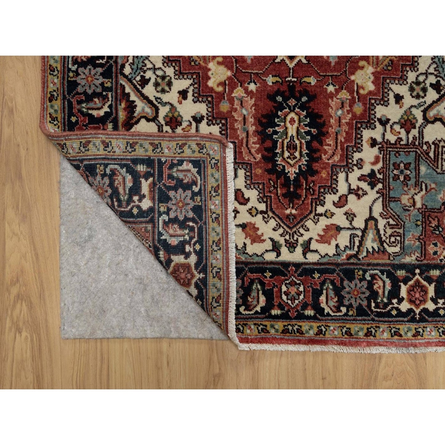 3'X5' Red Antiqued Heris Re-Creation Hand Knotted New Zealand Wool Rug