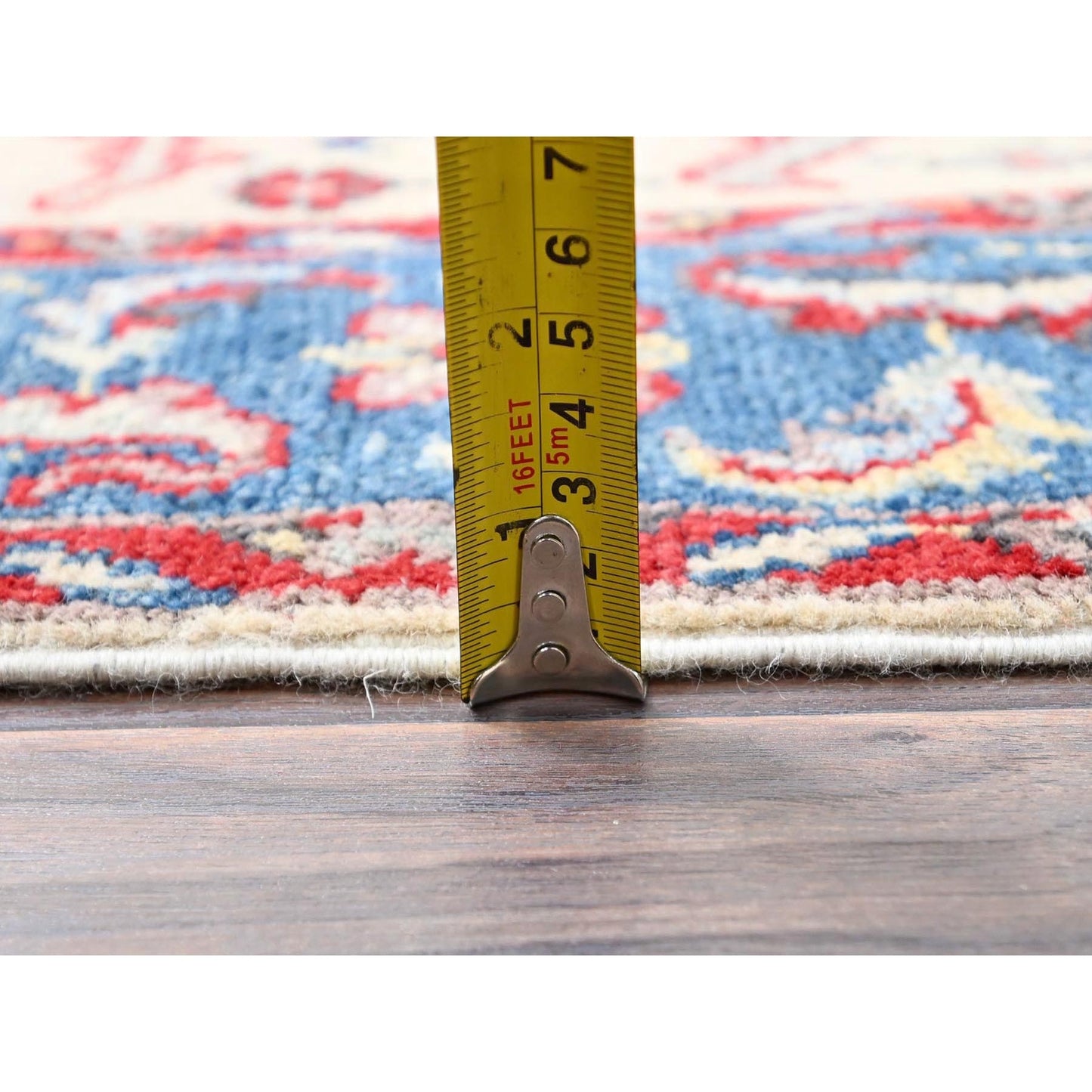 3'10"X5'8" Ivory Hand Knotted Kazak Densely Woven Wool Oriental Rug