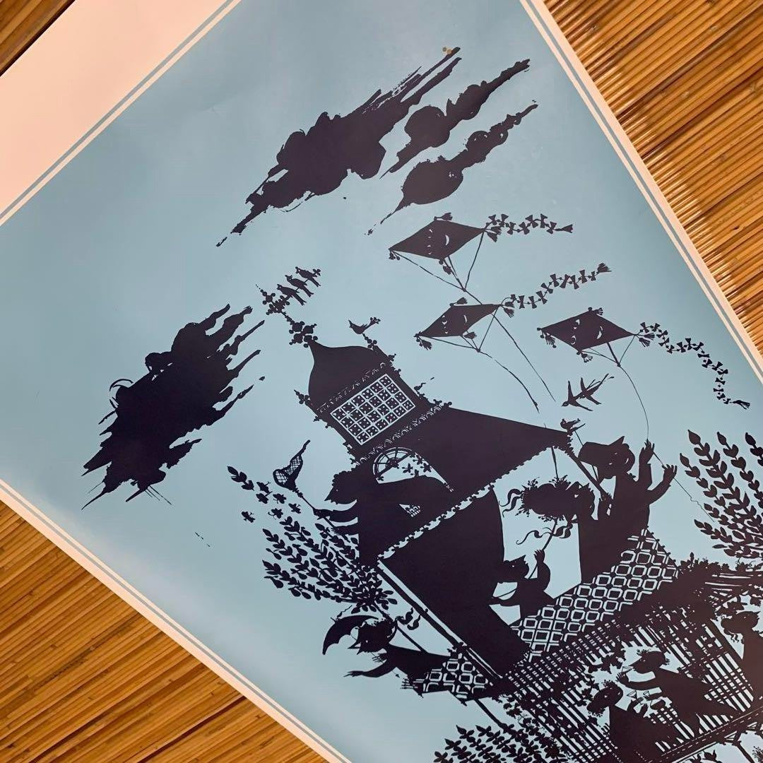 Bjorn Wiinblad Vintage Poster Autumn Season Large 140X50Cm Danish Silhouette Art
