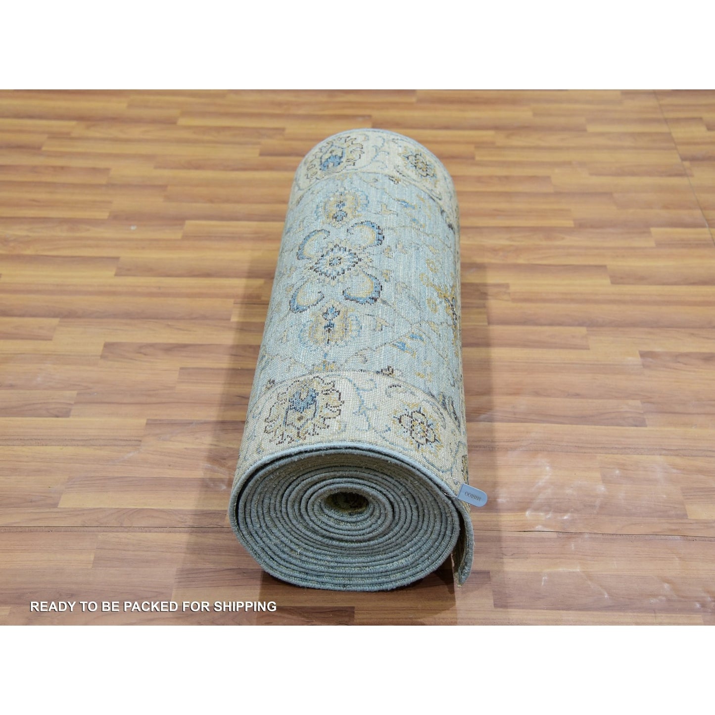 2'8"X29'9" Blue Hand Knotted Shiny Wool Shah Abbas Xl Runner Rug