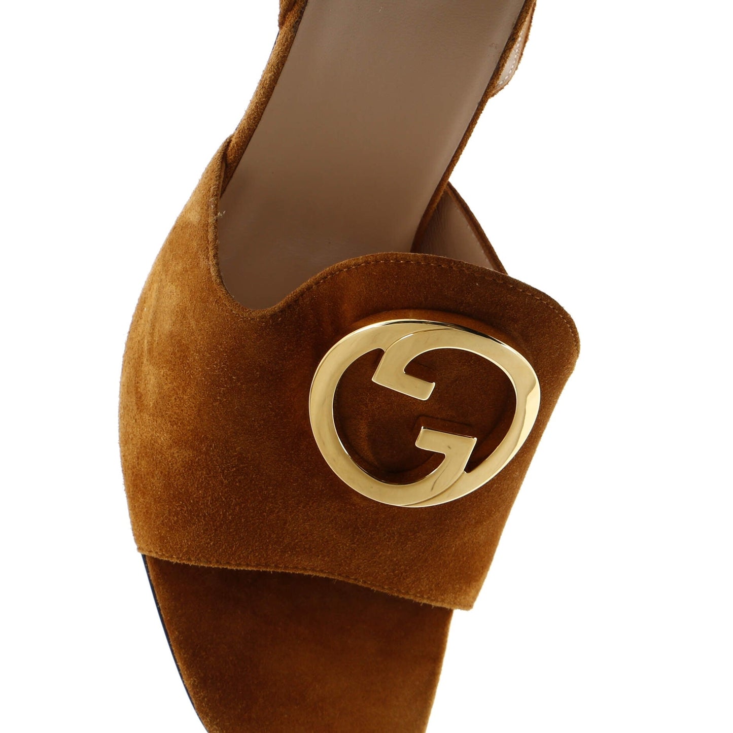 Gucci Women'S Blondie Ankle Strap Heeled Sandals Suede