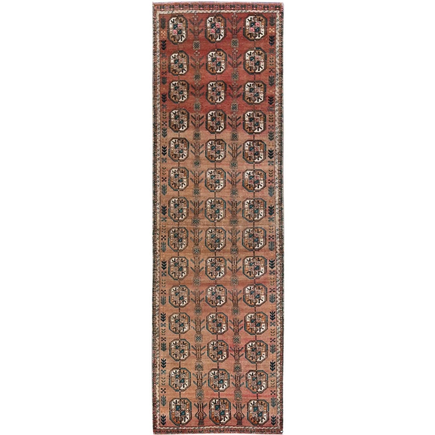 2'4"X7'8" Brown Vintage Zoroastrian Sheeraz Hand Knotted Wool Runner Rug