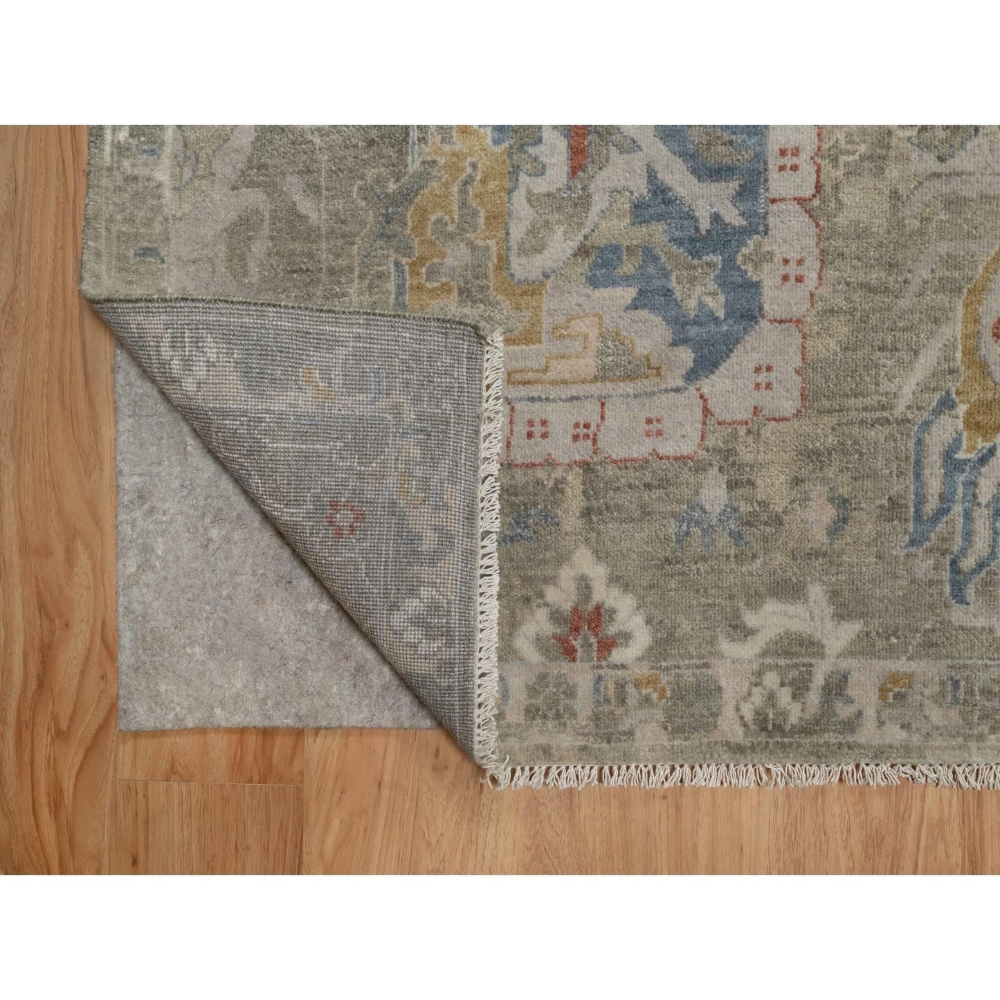 9'X12'1" Gray Broken Pattern Oushak Design Hand Knotted Rug Pure Wool