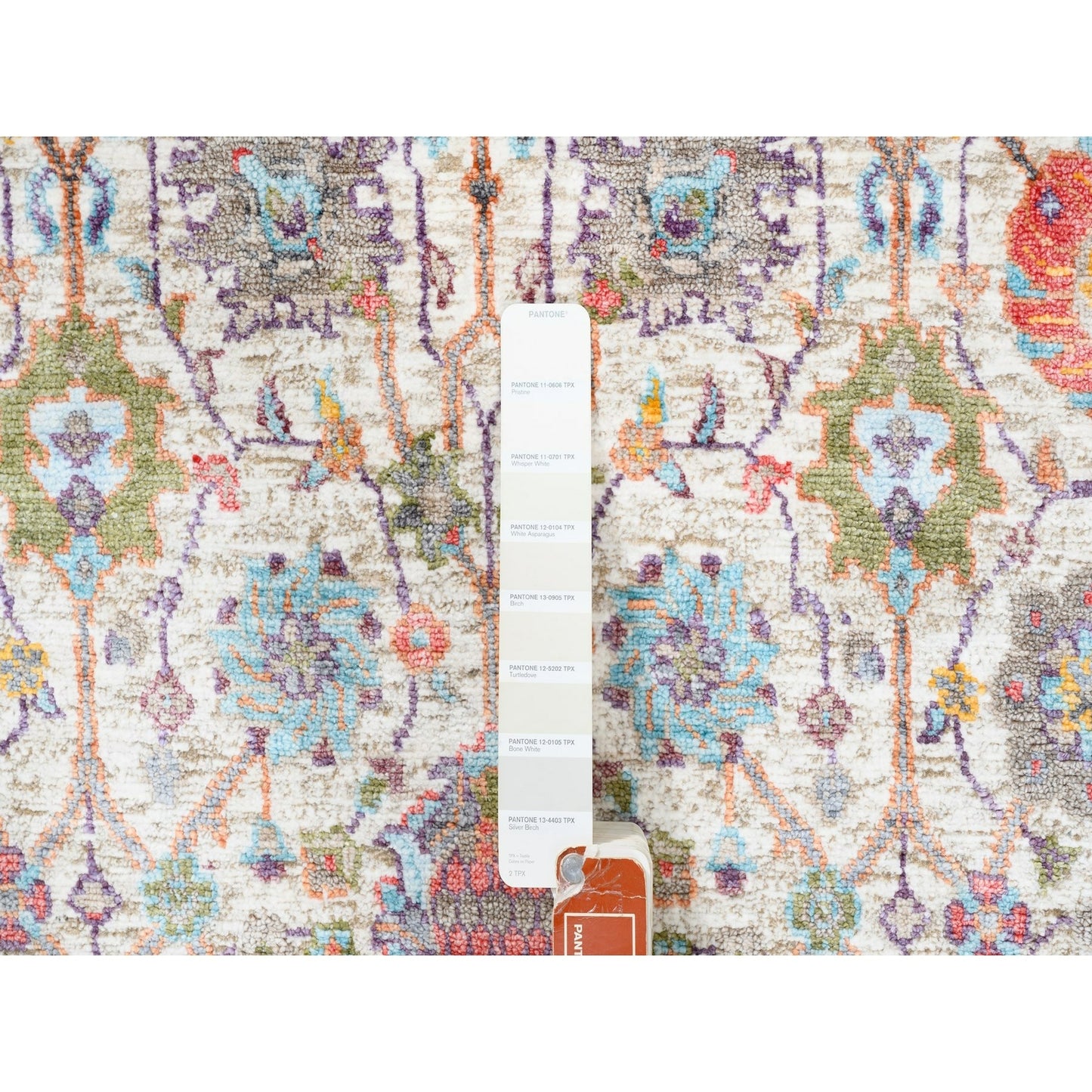 2'6"X16'1" Colorful Silk With Textured Wool Tebraz Vase Hand Knotted Rug