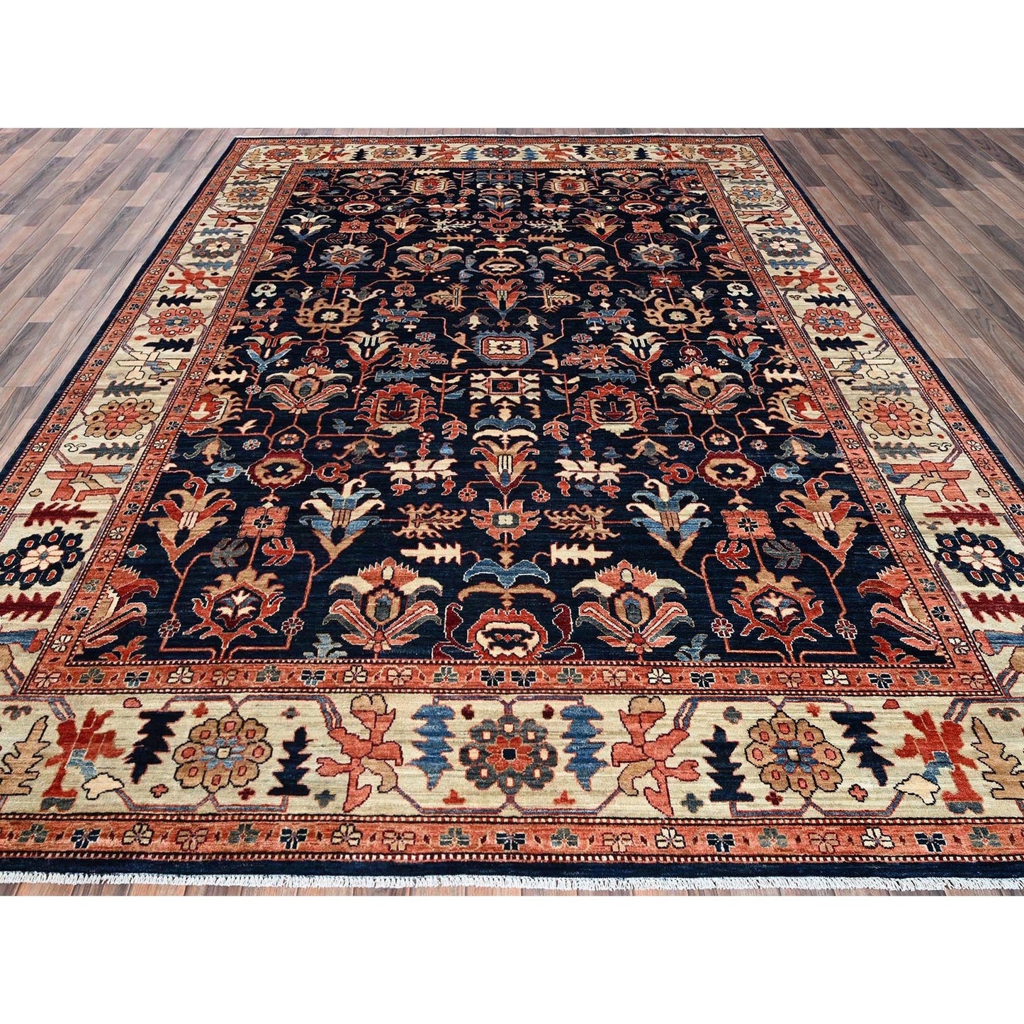 9'2"X11'10" Yale Blue Northwest Zoroastrian Design Wool Hand Knotted Rug