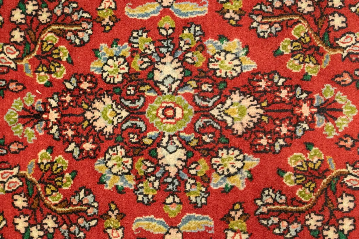 Hand-Knotted Vintage Red Floral 3'4X4'9 ft