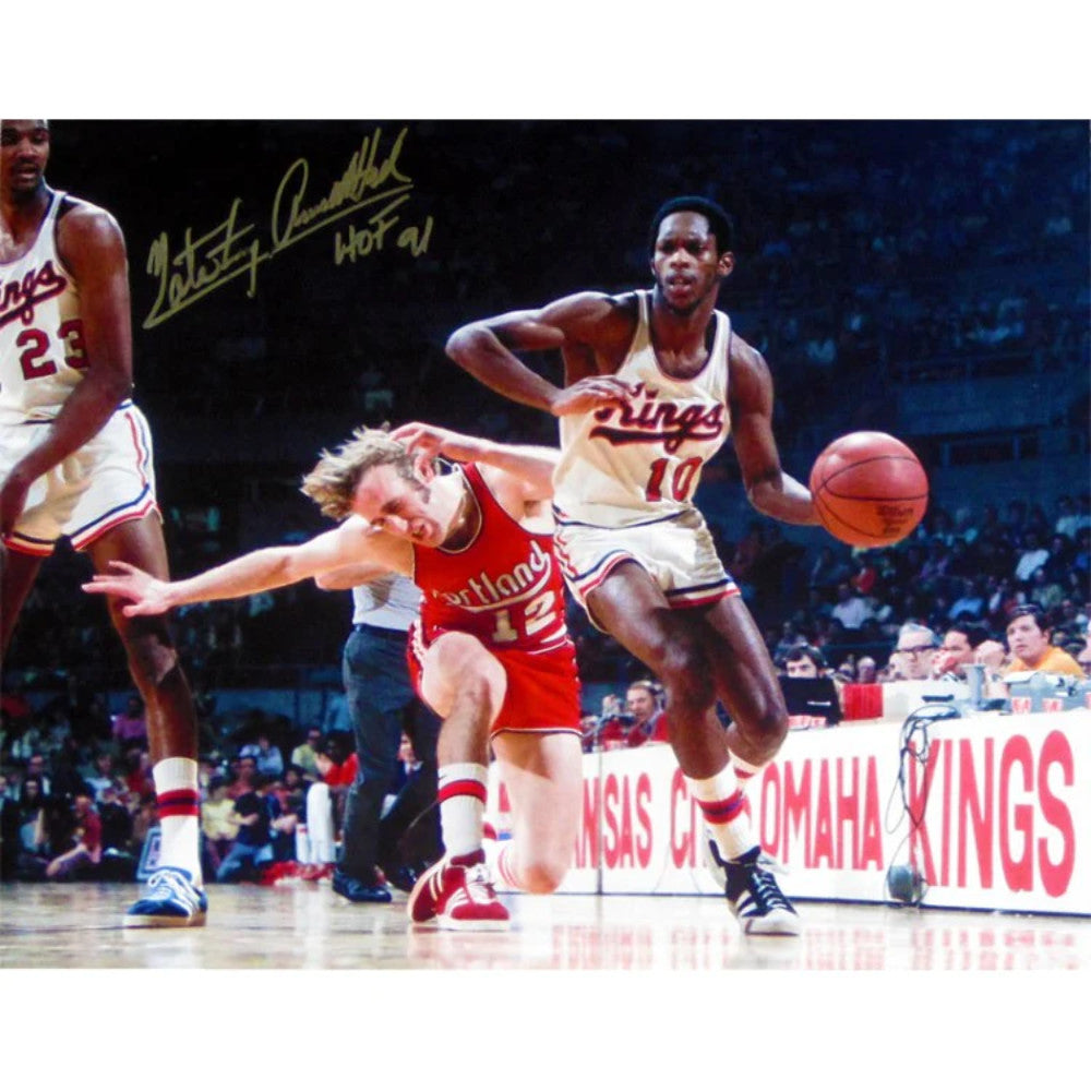 Nate Archibald Hof 91 Autographed Vs Portland Trail Blazzers 16X20 Photo
