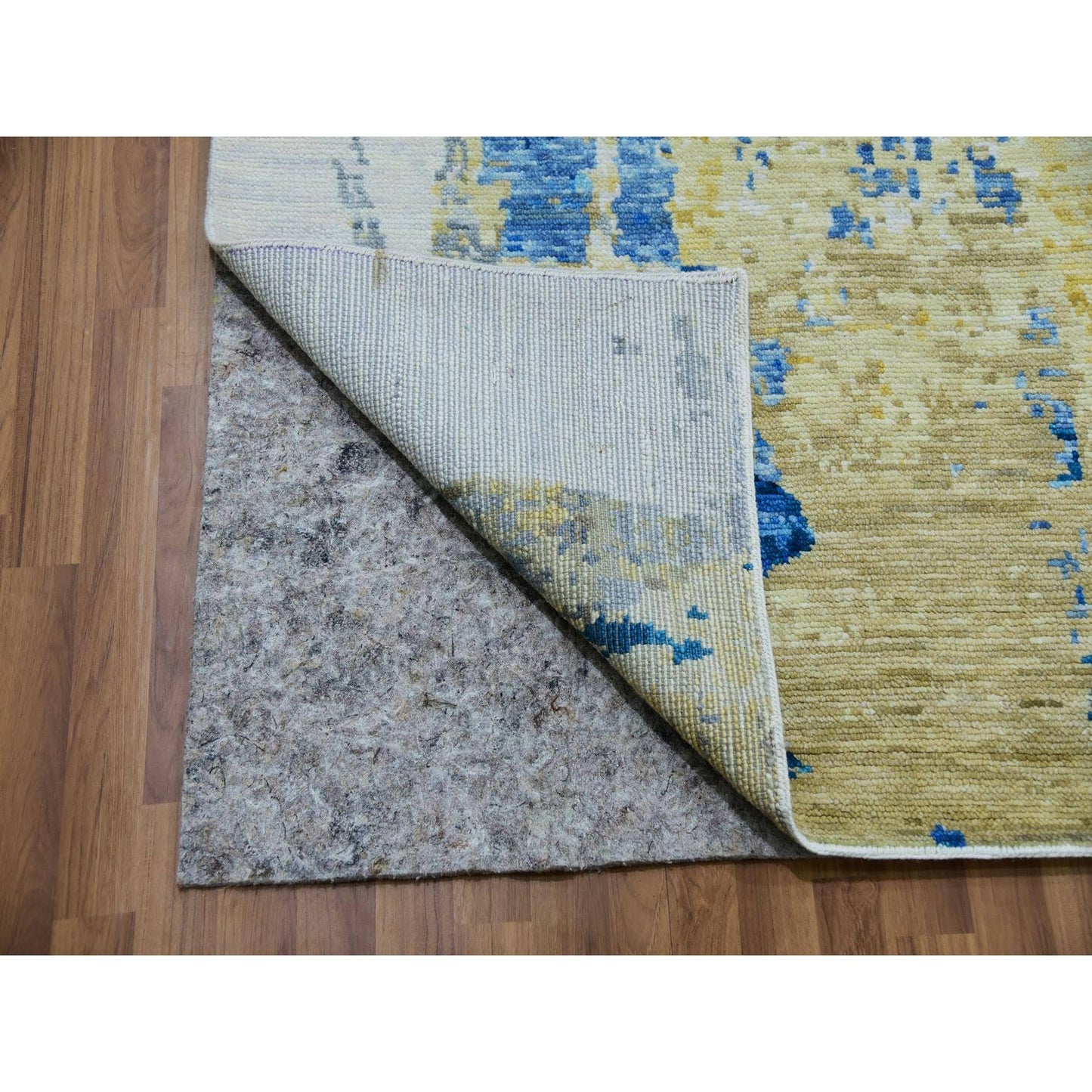 10'2"X13'8" Ivory Colorful Modern Abstract Design Hand Knotted Wool Rug
