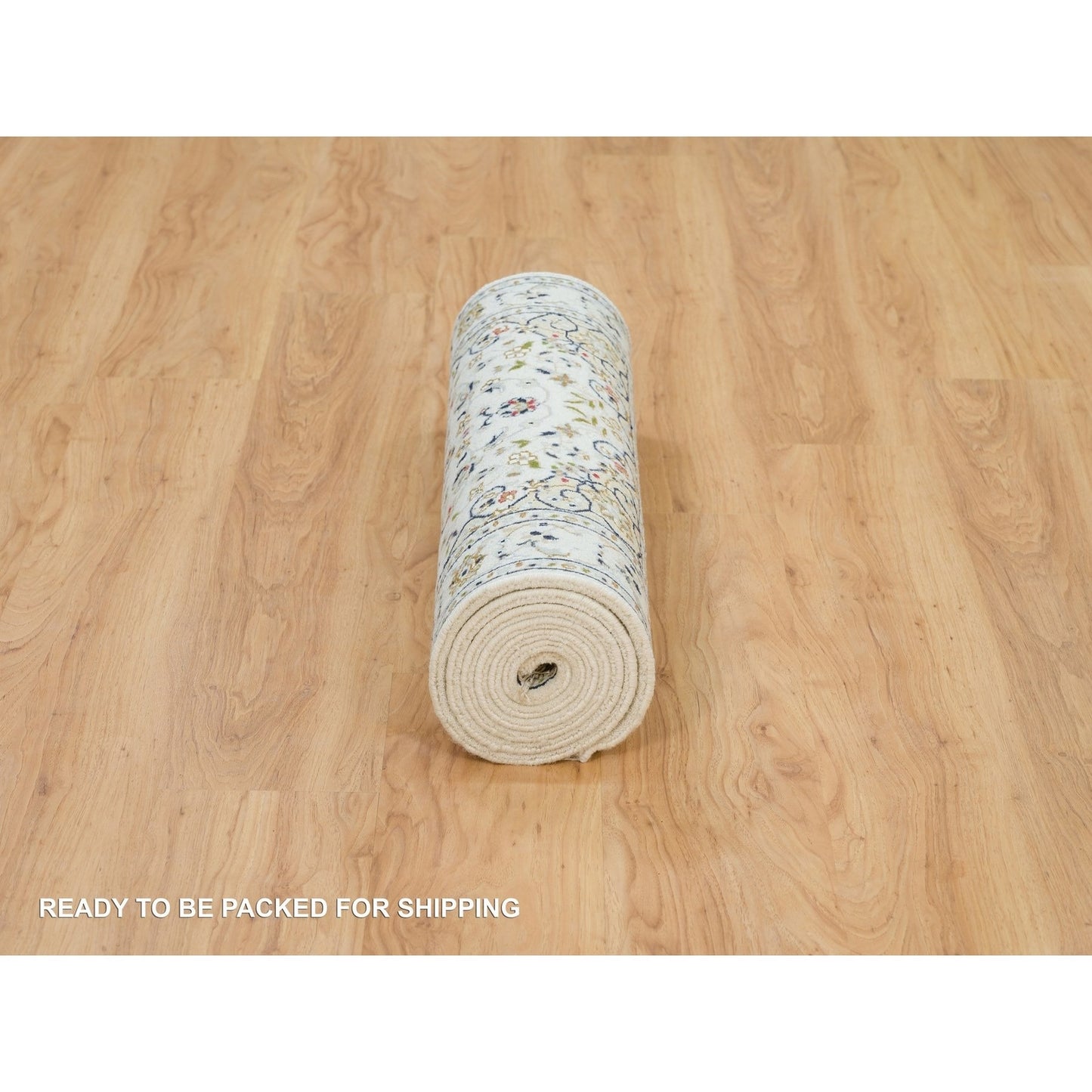2'6"X8'2" White Hand Knotted Nain Design 250 Kpsi Organic Wool Runner Rug