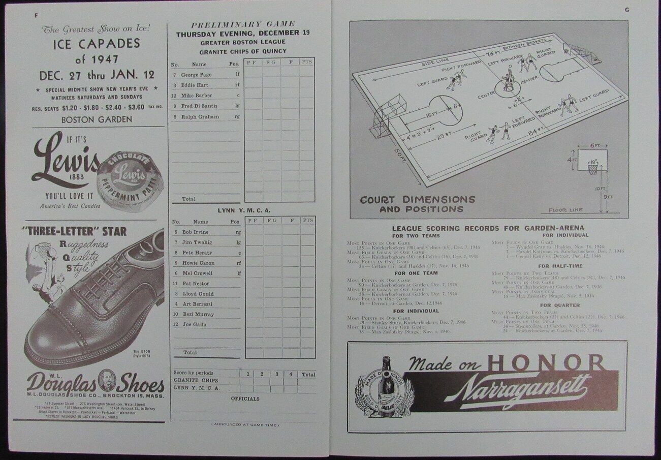 Vintage 1946 Boston Celtics Vs. St. Louis Bombers