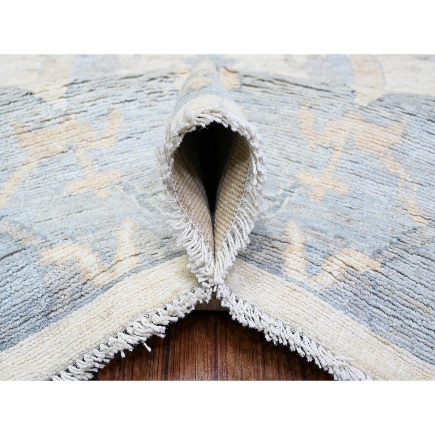 10'X15'10" Ivory Afghan Angora Oushak Wool Hand Knotted Oversized Rug