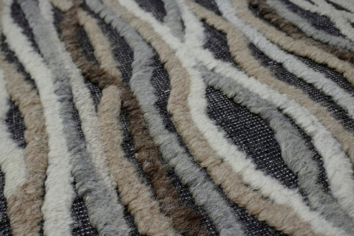 Handmade Modern Area Rug High-Low Relief Waves