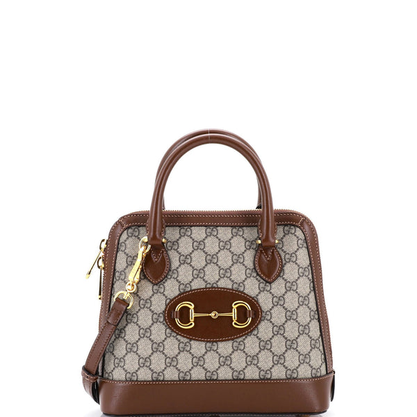 Gucci Horsebit 1955 Top Handle Bag Gg Coated Canvas With Leather Small