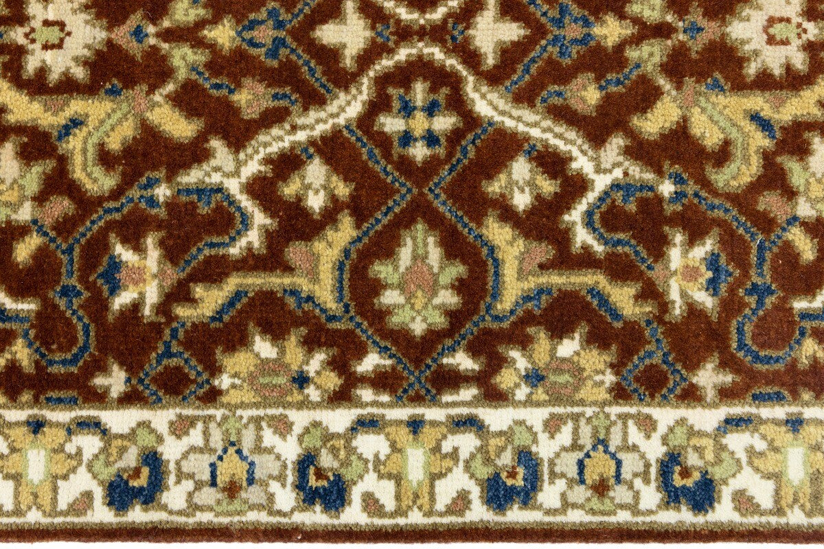 Handmade Rust Floral Chobi Rug Small Entryway