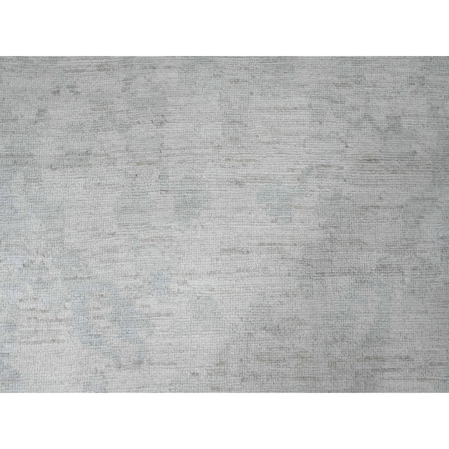 9'10"X13'9" Gray Afghan Angora Oushak Leaf Design Hand Knotted Wool Rug