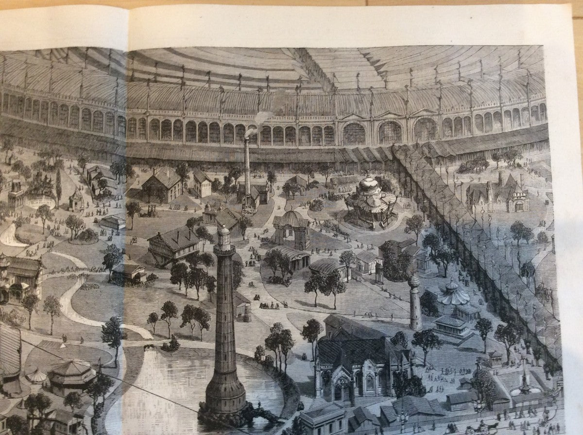 1867 Paris Exposition Universelle Wood Engraving Panorama French Quarter Print