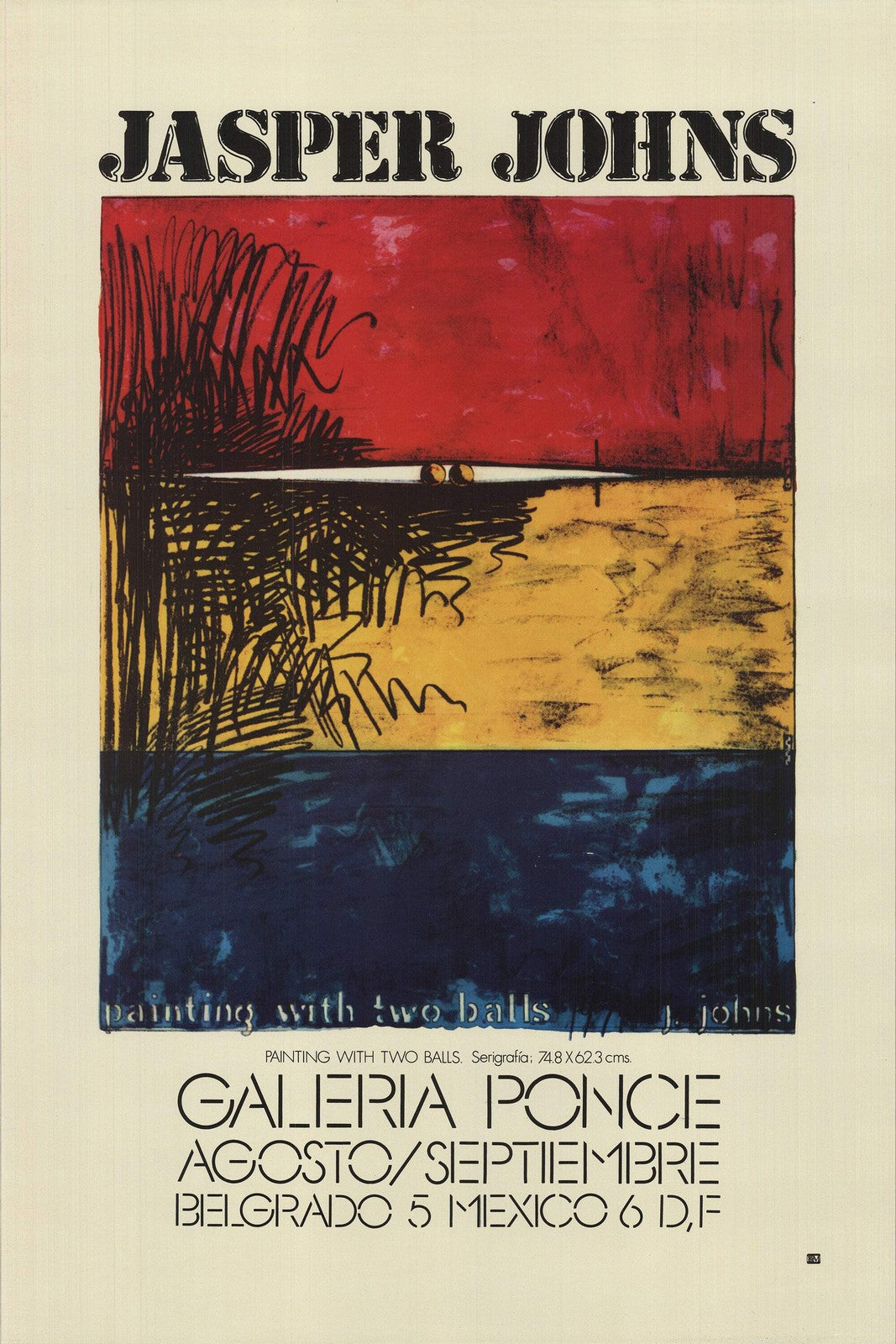 Jasper Johns Painting With Two Balls " Offset Lithograph Pop Art Bl