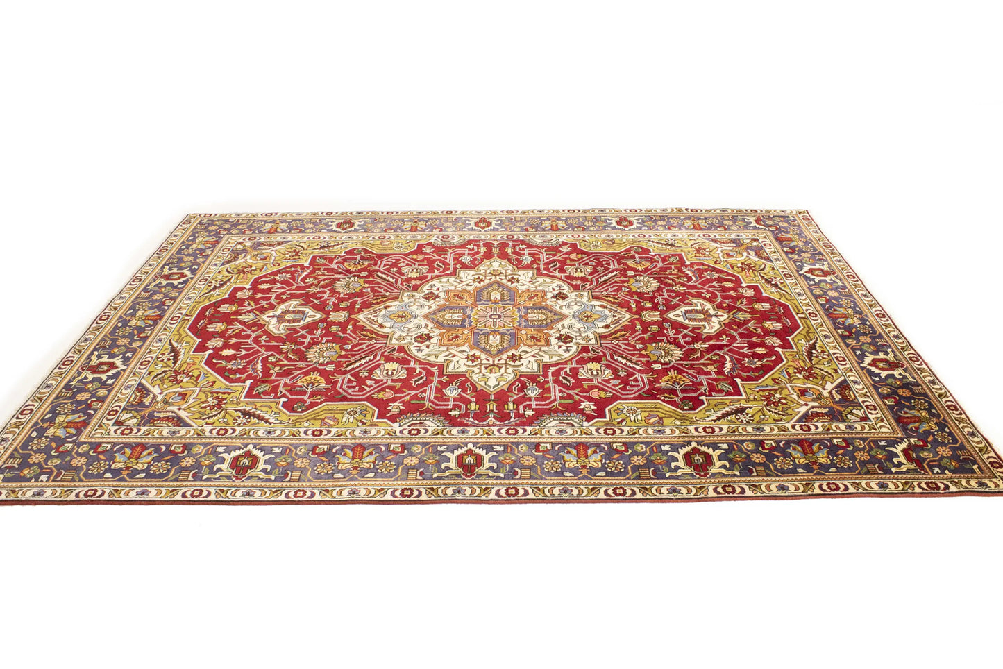 Hand-Knotted Vintage Oriental Rug Red Traditional