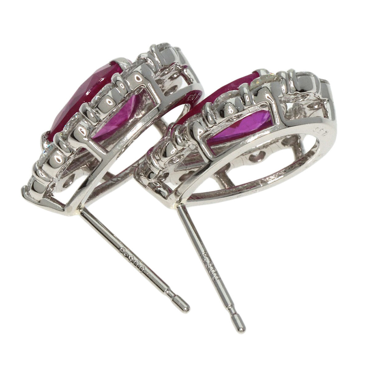 1.12Ct Ruby Diamond Earring Platinum Pt950 Pt900